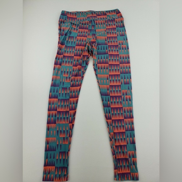 LuLaRoe Pants - NWOT LuLaRoe Geometric Blue Coral Purple Leggings Size OS (2-10)